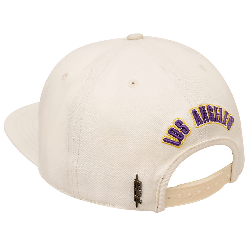 NBA LOS ANGELES LAKERS RETRO CLASSIC UNISEX LOGO WOOL SNAPBACK HAT (EGGSHELL)