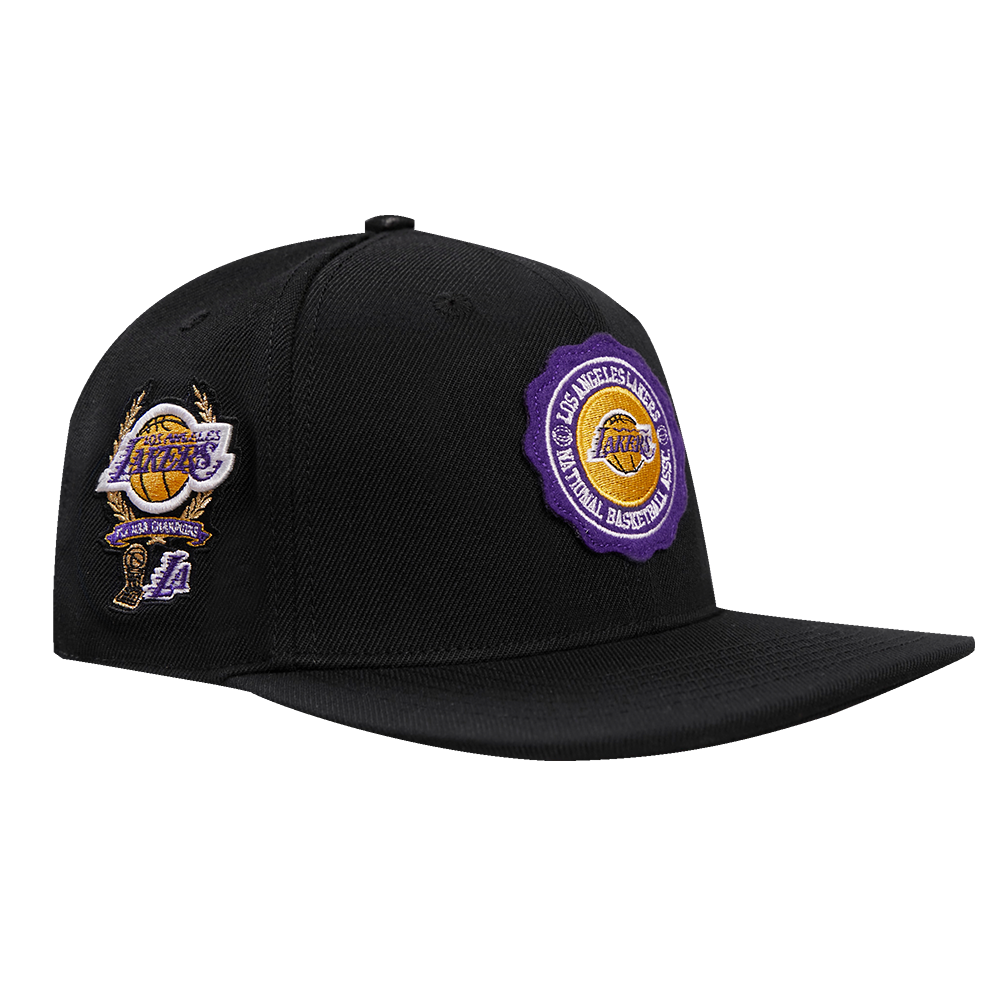 NBA LOS ANGELES LAKERS CREST EMBLEM UNISEX WOOL SNAPBACK HAT (BLACK)