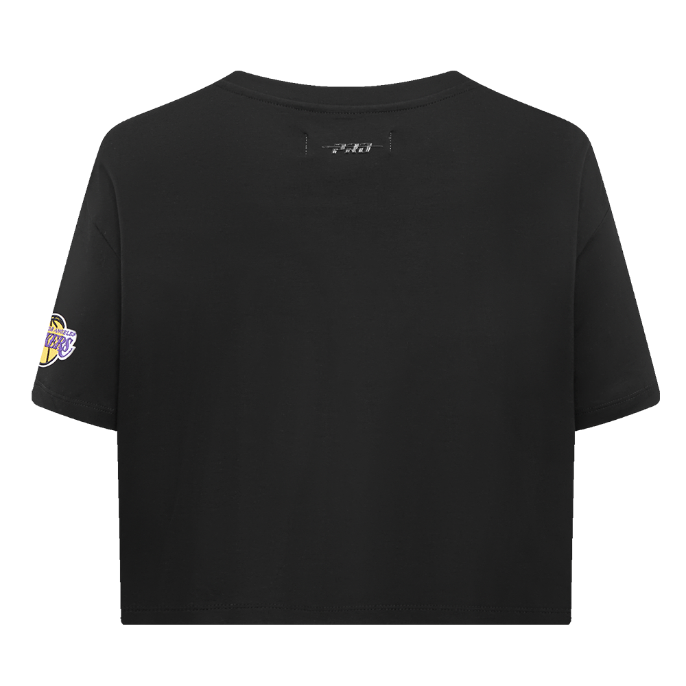 NBA LOS ANGELES LAKERS SCRIPT TAIL T-SHIRT EN JERSEY SIMPLE À COUPE CARRÉE POUR FEMME (NOIR)