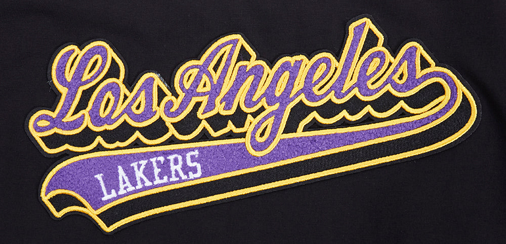 NBA LOS ANGELES LAKERS SCRIPT TAIL T-SHIRT EN JERSEY SIMPLE À COUPE CARRÉE POUR FEMME (NOIR)