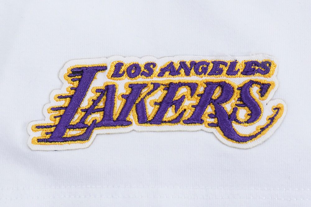 NBA LOS ANGELES LAKERS SCRIPT TAIL T-SHIRT EN JERSEY SIMPLE À COUPE CARRÉE POUR FEMME (BLANC)