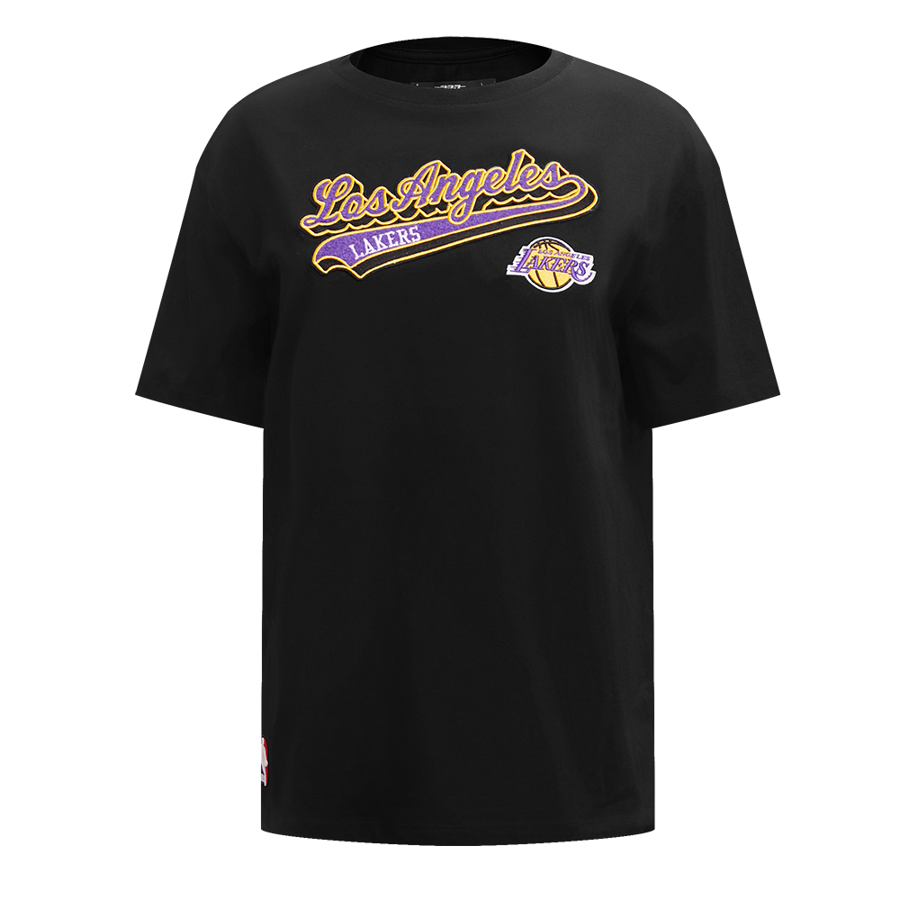 NBA LOS ANGELES LAKERS SCRIPT TAIL WOMEN'S BOYFRIEND TEE (BLACK)