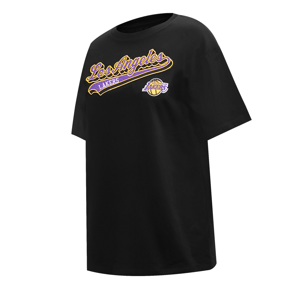 NBA LOS ANGELES LAKERS SCRIPT TAIL WOMEN'S BOYFRIEND TEE (BLACK)