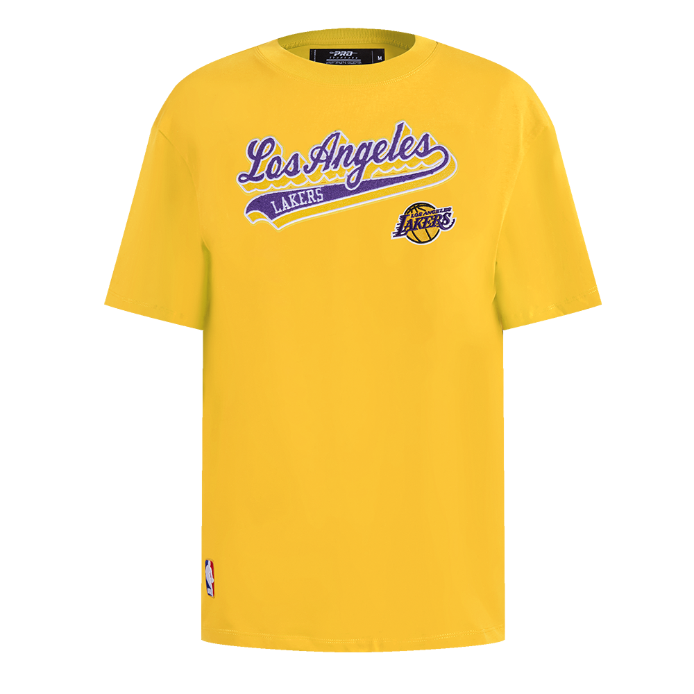 NBA LOS ANGELES LAKERS SCRIPT TAIL WOMEN'S BOYFRIEND TEE (YELLOW)