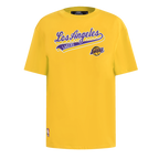 NBA LOS ANGELES LAKERS SCRIPT TAIL WOMEN'S BOYFRIEND TEE (YELLOW)