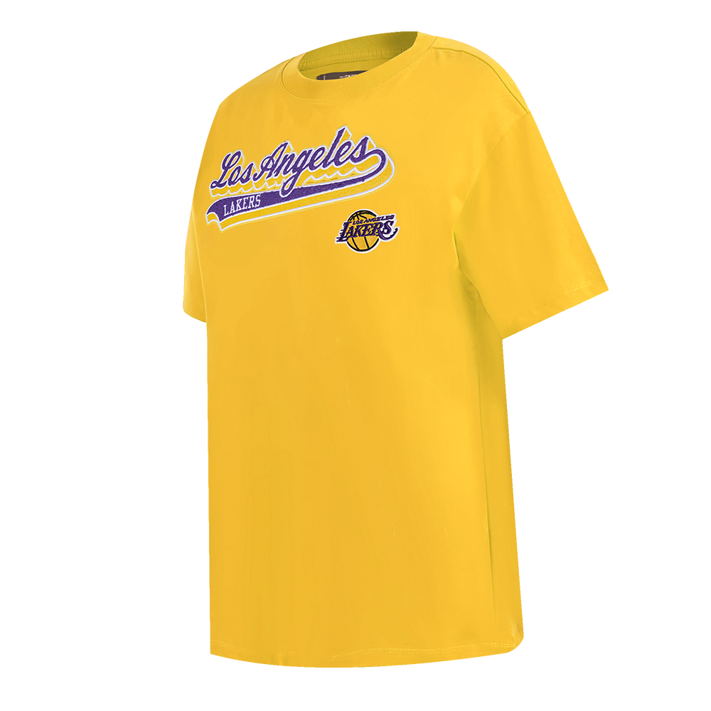 NBA LOS ANGELES LAKERS SCRIPT TAIL WOMEN'S BOYFRIEND TEE (YELLOW)