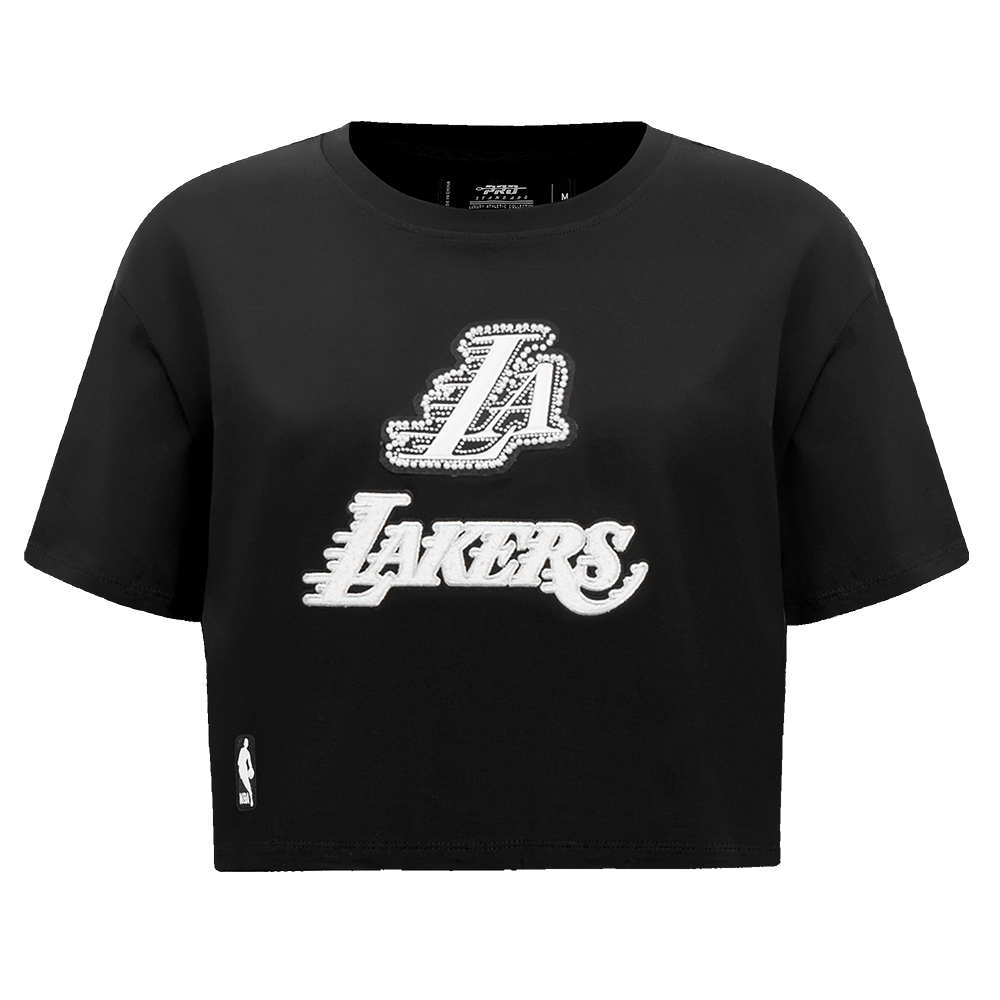NBA LOS ANGELES LAKERS PEARLS T-SHIRT EN JERSEY SIMPLE À COUPE CARRÉE POUR FEMME (NOIR)