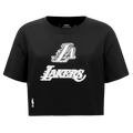 NBA LOS ANGELES LAKERS PEARLS T-SHIRT EN JERSEY SIMPLE À COUPE CARRÉE POUR FEMME (NOIR)
