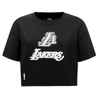 NBA LOS ANGELES LAKERS PEARLS T-SHIRT EN JERSEY SIMPLE À COUPE CARRÉE POUR FEMME (NOIR)