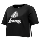 NBA LOS ANGELES LAKERS PEARLS T-SHIRT EN JERSEY SIMPLE À COUPE CARRÉE POUR FEMME (NOIR)