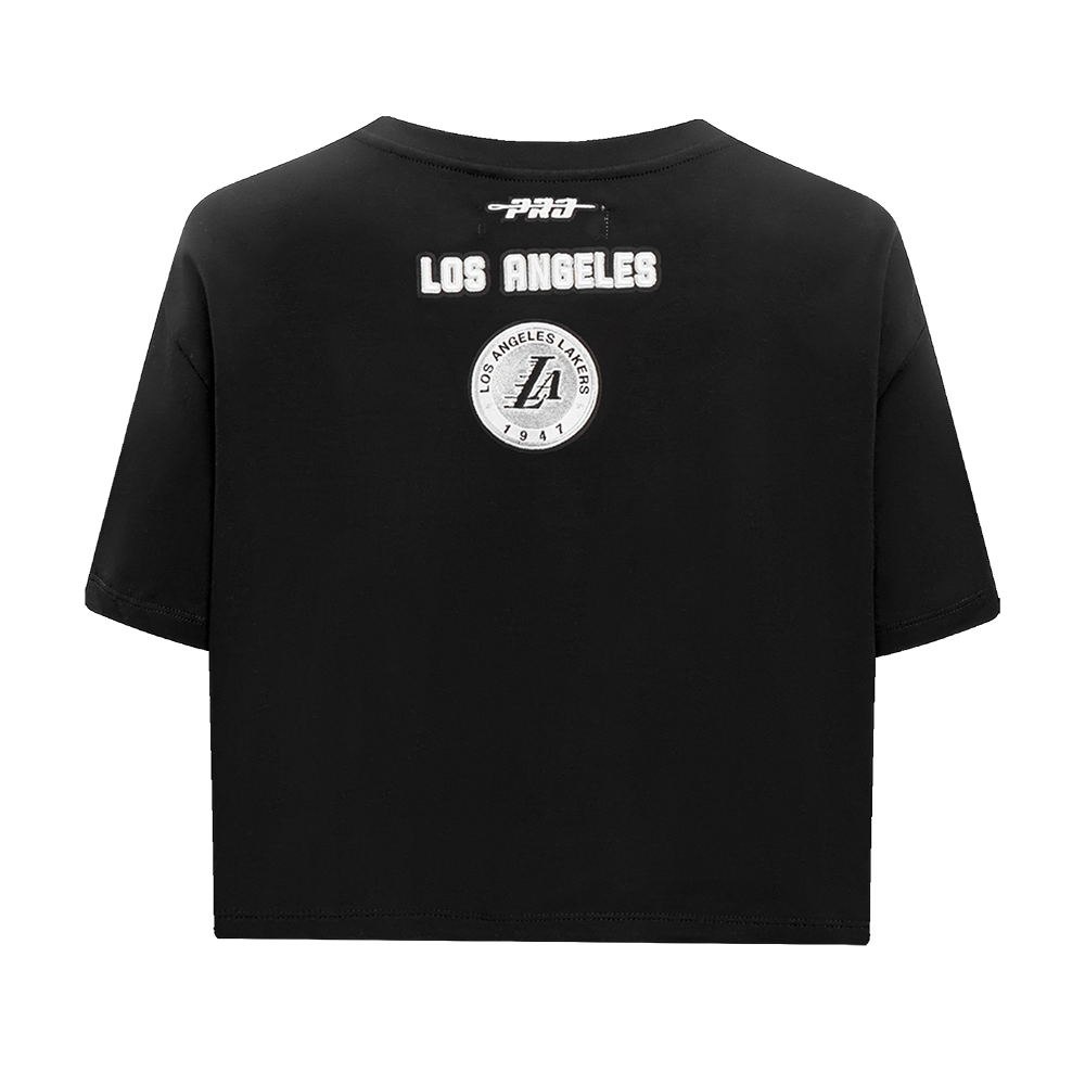 NBA LOS ANGELES LAKERS PEARLS T-SHIRT EN JERSEY SIMPLE À COUPE CARRÉE POUR FEMME (NOIR)