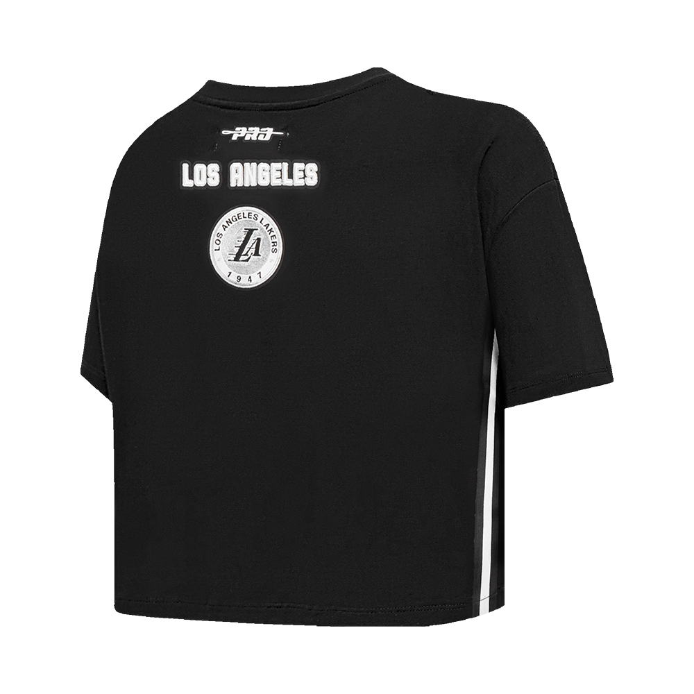 NBA LOS ANGELES LAKERS PEARLS T-SHIRT EN JERSEY SIMPLE À COUPE CARRÉE POUR FEMME (NOIR)