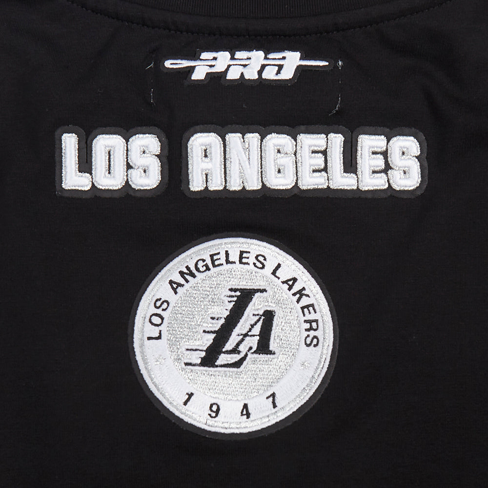 NBA LOS ANGELES LAKERS PEARLS T-SHIRT EN JERSEY SIMPLE À COUPE CARRÉE POUR FEMME (NOIR)