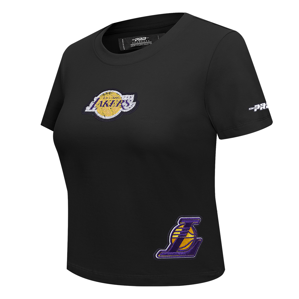 NBA LOS ANGELES LAKERS GAME DAY CLASSICS WOMEN'S SINGLE JERSEY BABY DOLL TEE (BLACK)