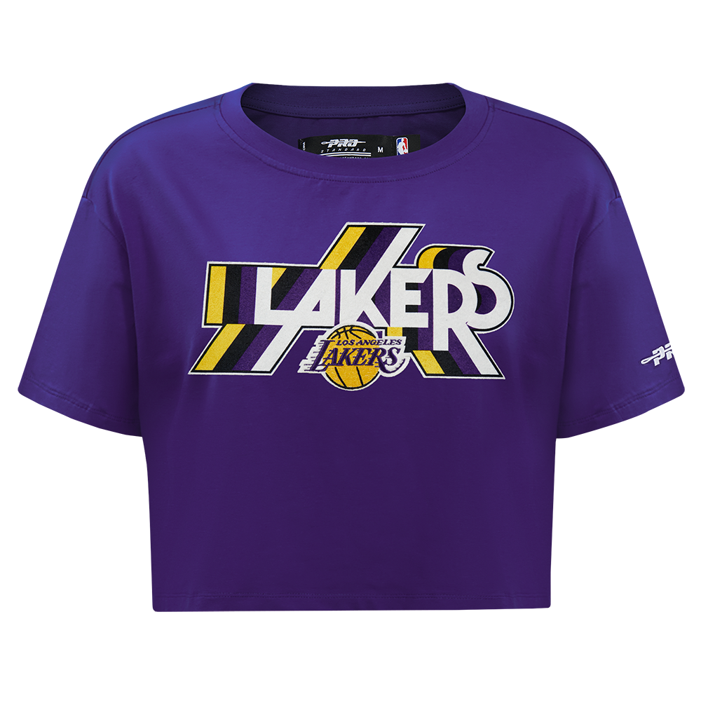 NBA LOS ANGELES LAKERS RETRO ELEVATION WOMEN'S SINGLE JERSEY BOXY TEE (PURPLE)