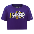 NBA LOS ANGELES LAKERS RETRO ELEVATION WOMEN'S SINGLE JERSEY BOXY TEE (PURPLE)