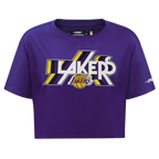 NBA LOS ANGELES LAKERS RETRO ELEVATION WOMEN'S SINGLE JERSEY BOXY TEE (PURPLE)