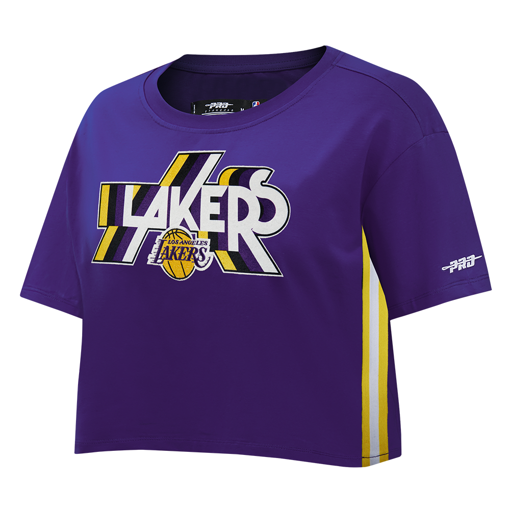NBA LOS ANGELES LAKERS RETRO ELEVATION WOMEN'S SINGLE JERSEY BOXY TEE (PURPLE)