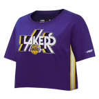 NBA LOS ANGELES LAKERS RETRO ELEVATION WOMEN'S SINGLE JERSEY BOXY TEE (PURPLE)