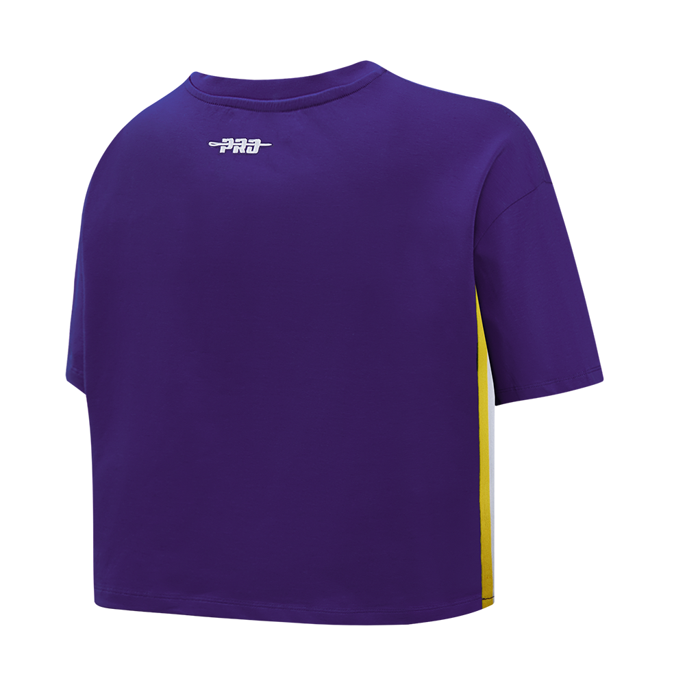 NBA LOS ANGELES LAKERS RETRO ELEVATION WOMEN'S SINGLE JERSEY BOXY TEE (PURPLE)