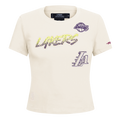 NBA LOS ANGELES LAKERS HIGH IMPACT WOMEN'S BABY DOLL TEE (EGGSHELL)