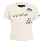 NBA LOS ANGELES LAKERS HIGH IMPACT WOMEN'S BABY DOLL TEE (EGGSHELL)