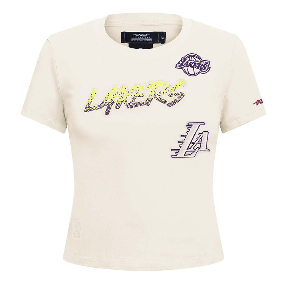 NBA LOS ANGELES LAKERS HIGH IMPACT WOMEN'S BABY DOLL TEE (EGGSHELL)