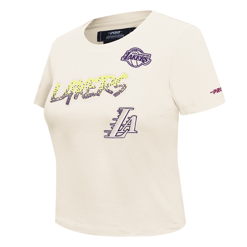 NBA LOS ANGELES LAKERS HIGH IMPACT WOMEN'S BABY DOLL TEE (EGGSHELL)