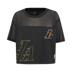 NBA LOS ANGELES LAKERS SHEER INFLUENCE WOMEN'S SHEER BOXY TEE (BLACK)