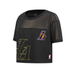 NBA LOS ANGELES LAKERS SHEER INFLUENCE WOMEN'S SHEER BOXY TEE (BLACK)