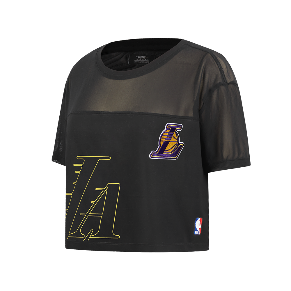 NBA LOS ANGELES LAKERS SHEER INFLUENCE WOMEN'S SHEER BOXY TEE (BLACK)