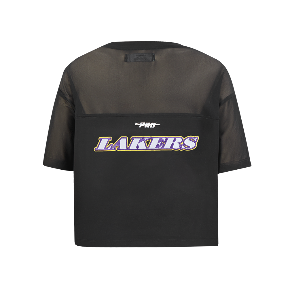 NBA LOS ANGELES LAKERS SHEER INFLUENCE WOMEN'S SHEER BOXY TEE (BLACK)
