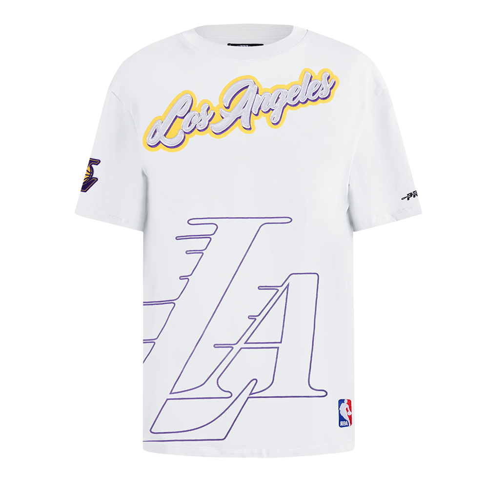 NBA LOS ANGELES LAKERS SHEER INFLUENCE WOMEN'S BOYFRIEND TEE (WHITE)