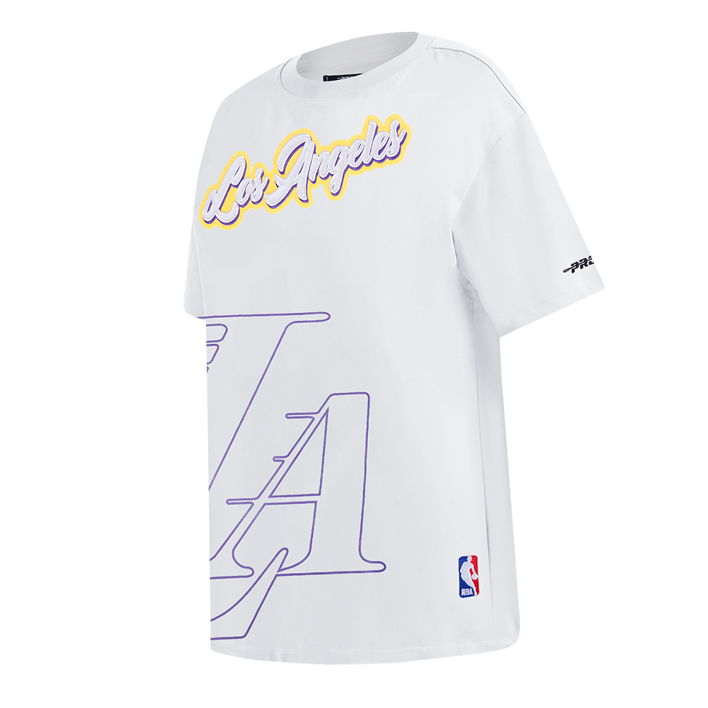 NBA LOS ANGELES LAKERS SHEER INFLUENCE WOMEN'S BOYFRIEND TEE (WHITE)