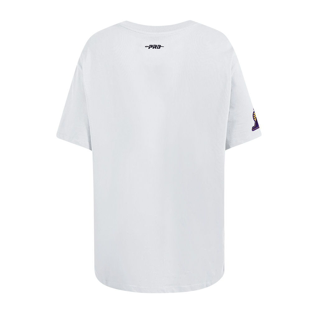NBA LOS ANGELES LAKERS SHEER INFLUENCE WOMEN'S BOYFRIEND TEE (WHITE)