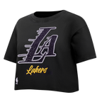 NBA LOS ANGELES LAKERS TEAM CRYSTALLINE WOMEN'S S/S BOXY TEE (WASHED BLACK)