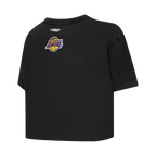 NBA LOS ANGELES LAKERS TEAM CRYSTALLINE WOMEN'S S/S BOXY TEE (WASHED BLACK)