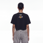 NBA LOS ANGELES LAKERS TEAM CRYSTALLINE WOMEN'S S/S BOXY TEE (WASHED BLACK)