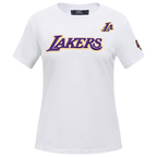 NBA LOS ANGELES LAKERS CLASSIC T-SHIRT AJUSTÉ À MANCHES COURTES POUR FEMME (BLANC)