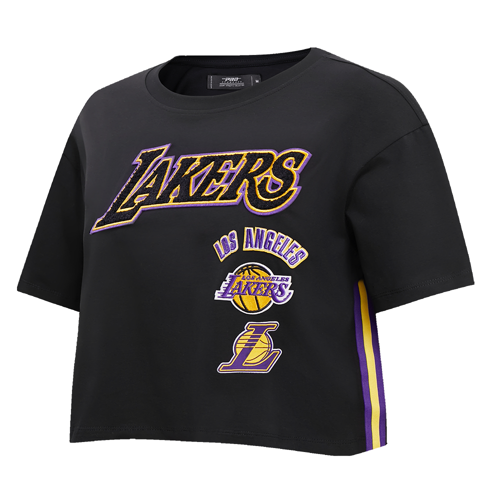 NBA LOS ANGELES LAKERS RETRO CLASSIC WOMEN'S BOXY TEE (BLACK)