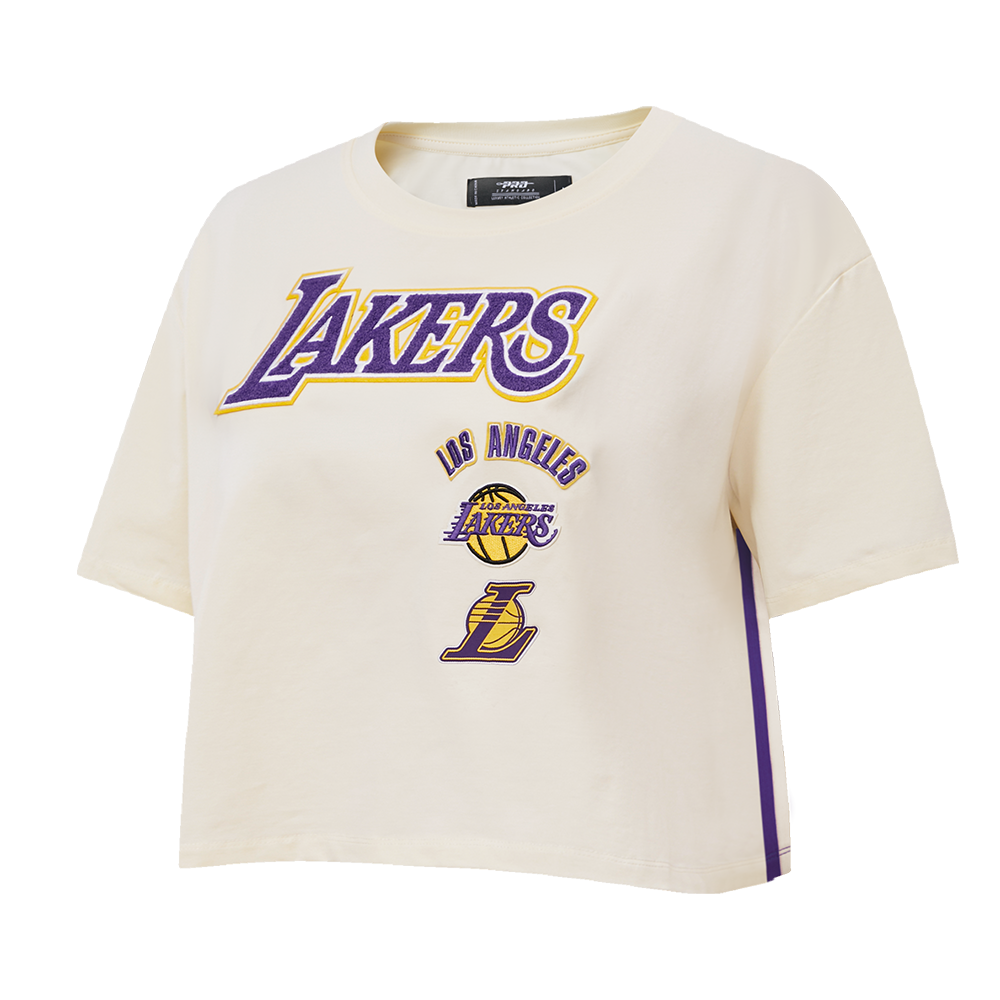 NBA LOS ANGELES LAKERS RETRO CLASSIC WOMEN'S BOXY TEE (EGGSHELL)