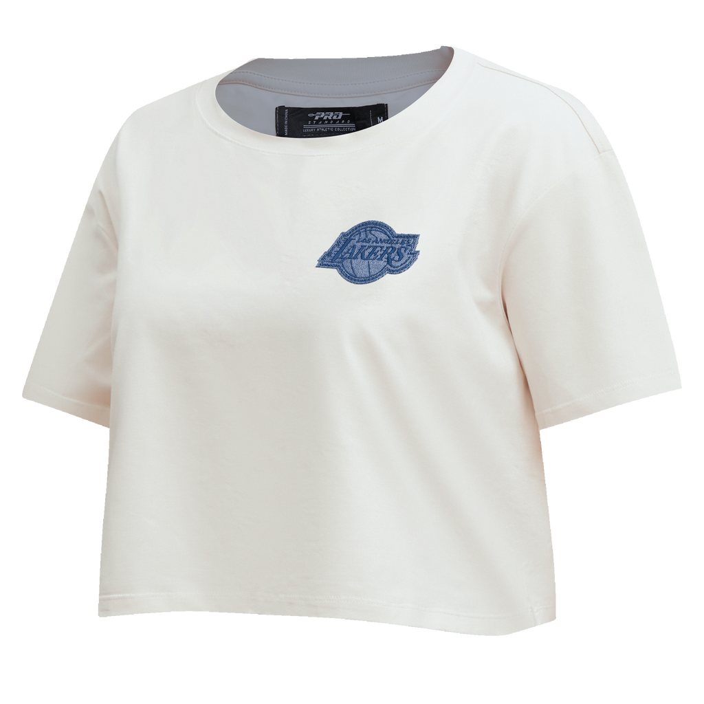 NBA LOS ANGELES LAKERS VARSITY BLUES WOMEN'S SINGLE JERSEY BOXY TEE (LINEN)