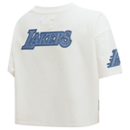 NBA LOS ANGELES LAKERS VARSITY BLUES WOMEN'S SINGLE JERSEY BOXY TEE (LINEN)