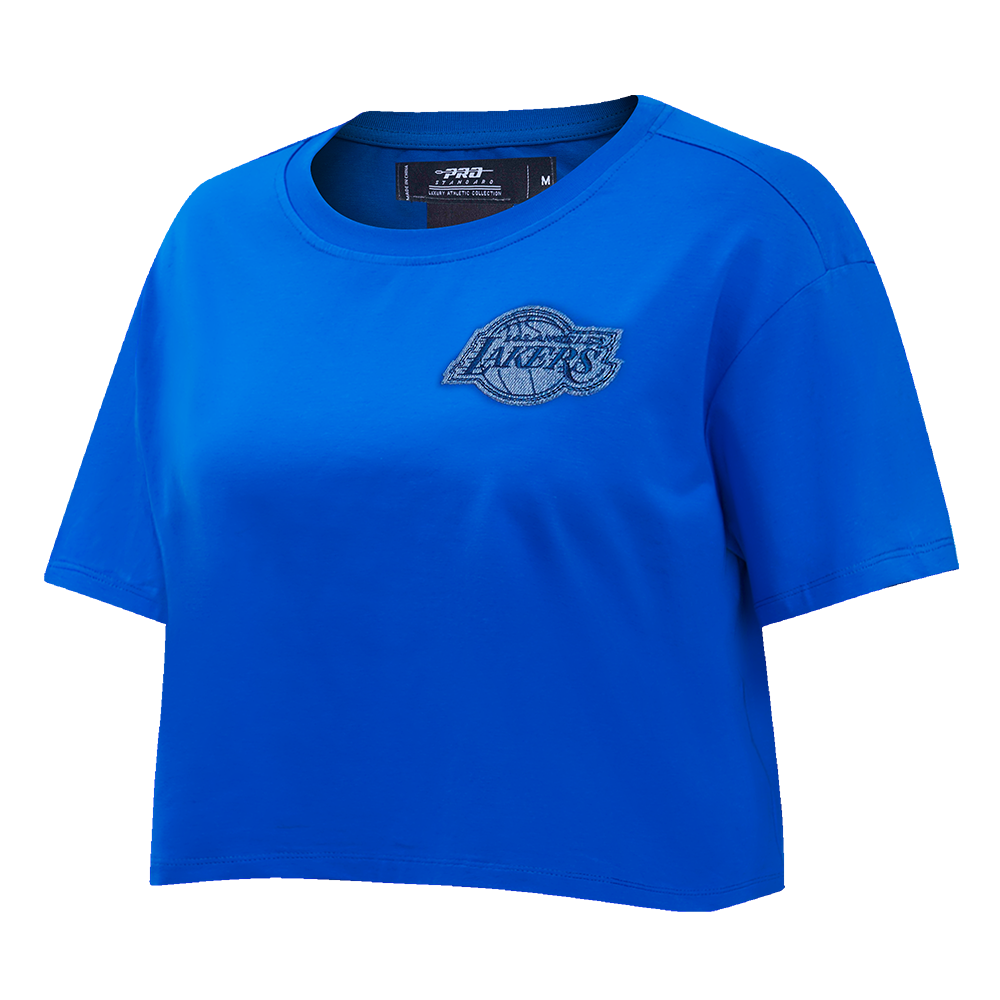 NBA LOS ANGELES LAKERS VARSITY BLUES WOMEN'S SINGLE JERSEY BOXY TEE (ROYAL BLUE)