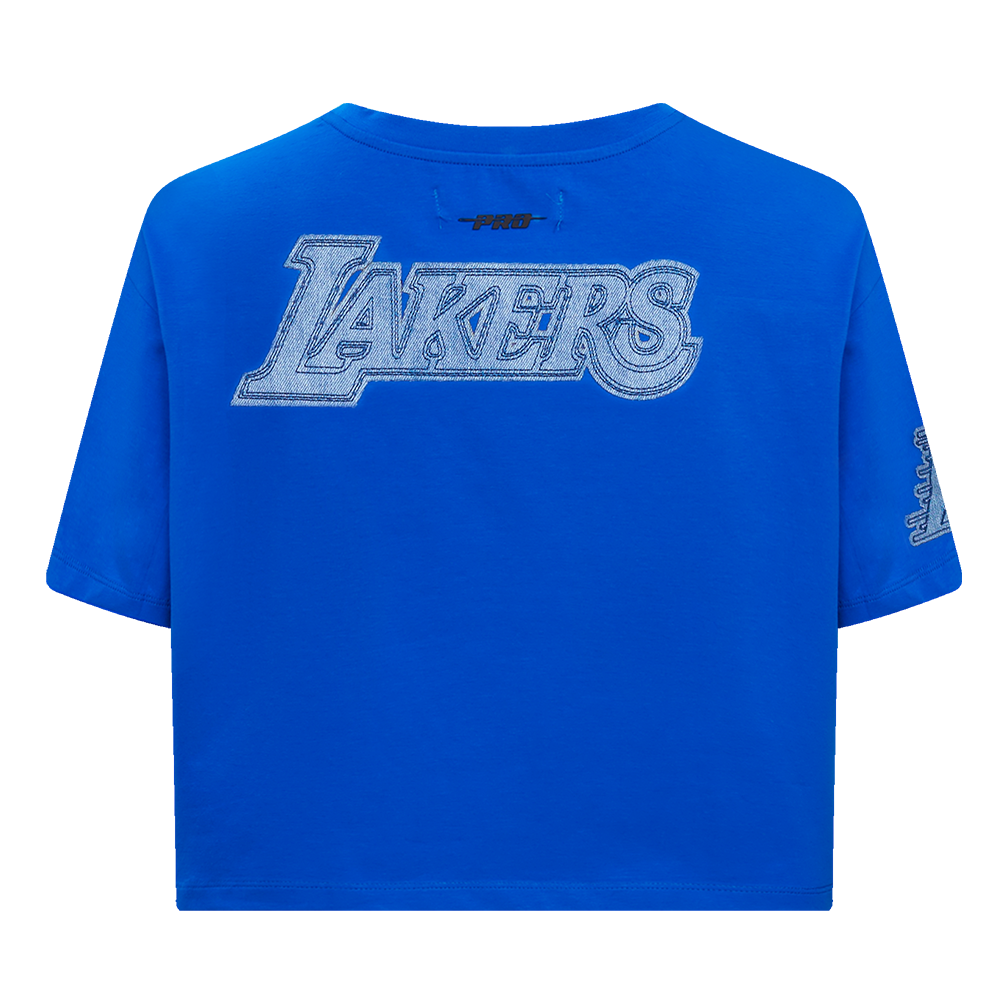 NBA LOS ANGELES LAKERS VARSITY BLUES WOMEN'S SINGLE JERSEY BOXY TEE (ROYAL BLUE)