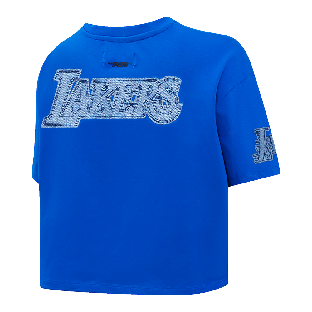 NBA LOS ANGELES LAKERS VARSITY BLUES WOMEN'S SINGLE JERSEY BOXY TEE (ROYAL BLUE)