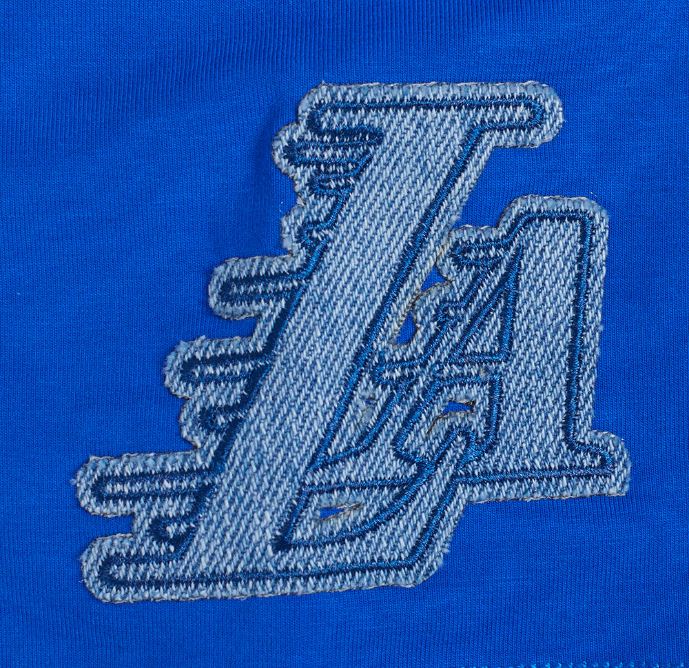 NBA LOS ANGELES LAKERS VARSITY BLUES WOMEN'S SINGLE JERSEY BOXY TEE (ROYAL BLUE)