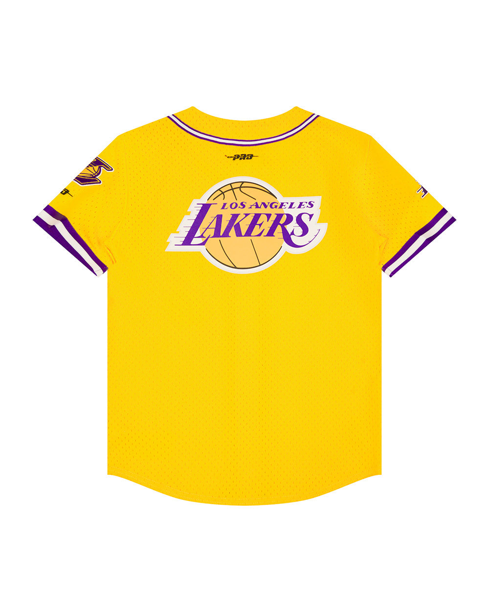 NBA LOS ANGELES LAKERS CLASSIC BIG BOYS MESH BUTTON DOWN SHIRT (YELLOW/PURPLE)