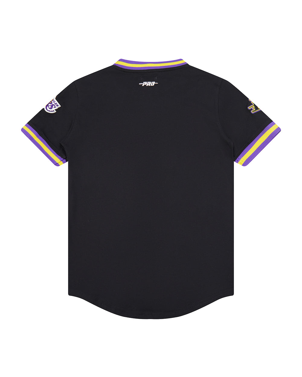 NBA LOS ANGELES LAKERS CLASSIC BIG BOY'S SHORT SLEEVE STRIPED RIB TEE (BLACK/PURPLE)