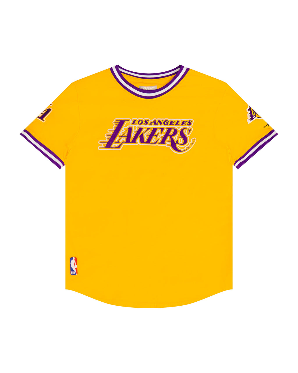 NBA LOS ANGELES LAKERS CLASSIC T-SHIRT CÔTELÉ RAYÉ À MANCHES COURTES POUR GARÇON JUNIOR (JAUNE/VIOLET)